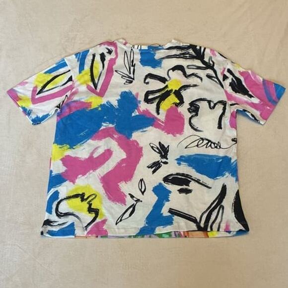 Zara Graphic All Over Print Abstract Artsy Oversized Tshirt - Picture 3 of 9